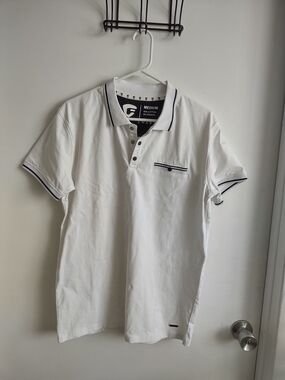 Men's White Polo with Black Contrast Trim - Classic Fit